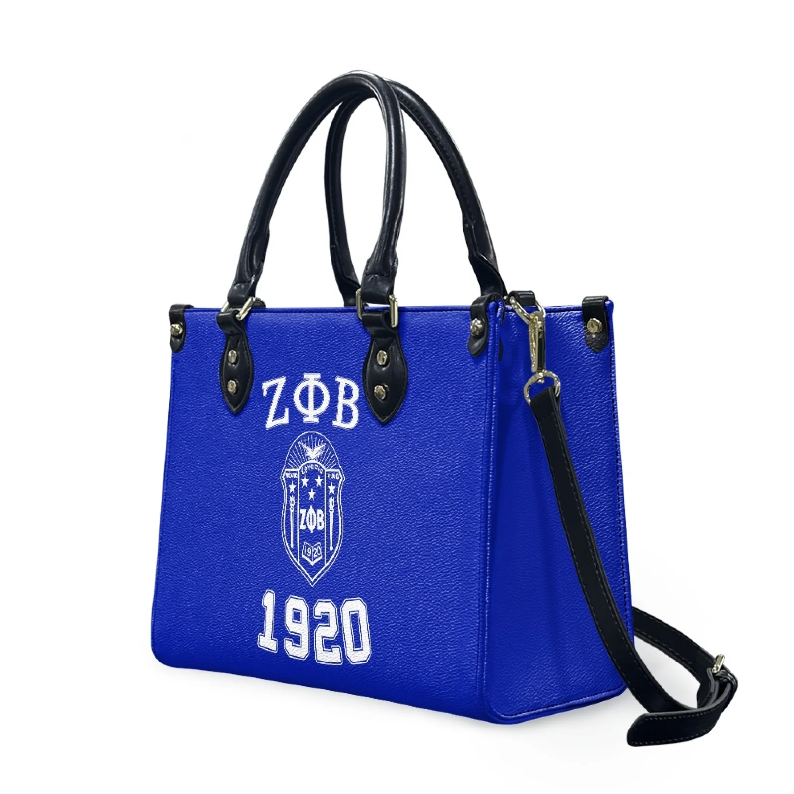 Personalized Customized Name Sorority Gift Zeta Phi Beta Print Luxury PU Leather Women Handbags Drop Shipping POD Totes  Bolsas