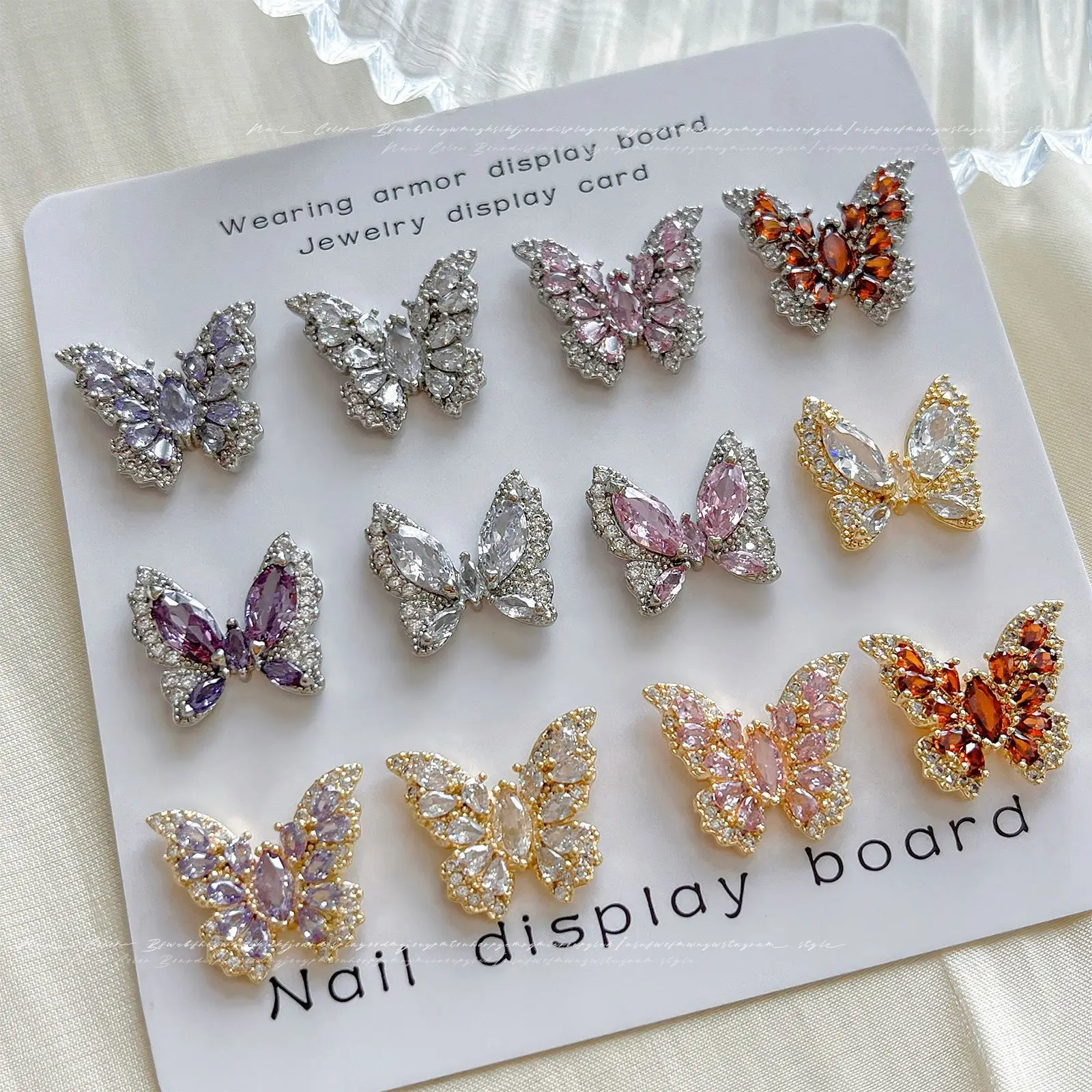 

10pcs/lot Luxury Big Butterfly Nail Charms Jewelry Nail Parts Gems Stones Crystal Rhinestones Nail Art Decoration Accessories