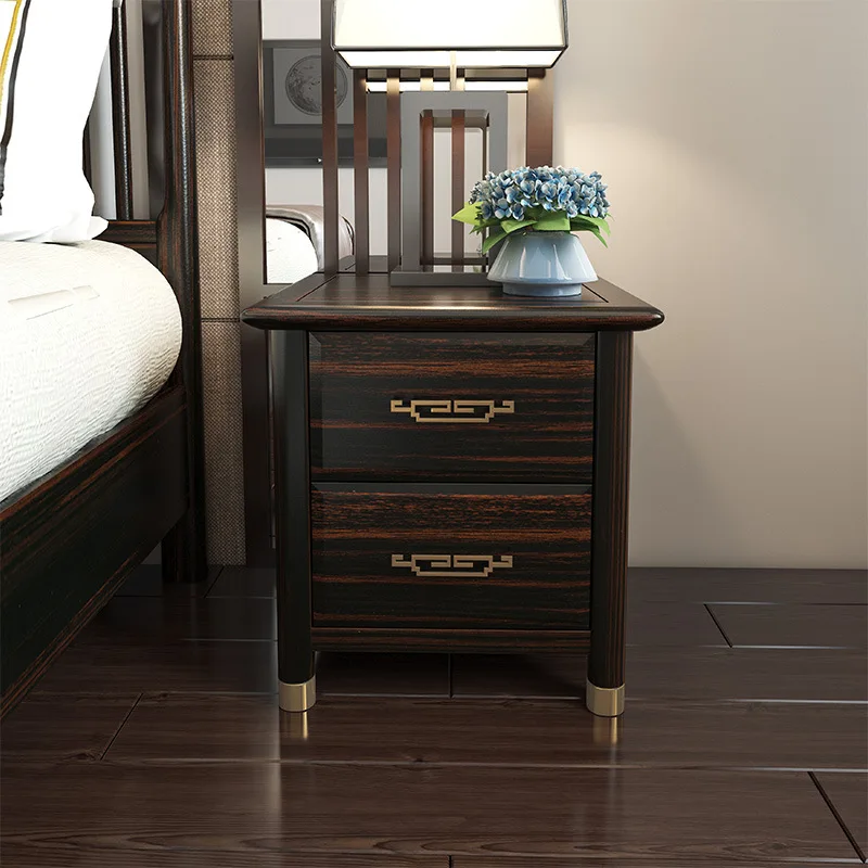 Gold-thread sandalwood nightstand, solid wood bedroom home small cabinet, storage bedside cabinet
