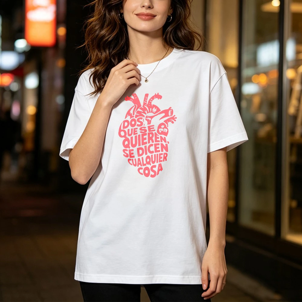 Spanish Heart Quote Graphic T Shirt Dos Que Se Quieren Romantic Culture Men Women Casual Tops Fashion Cotton Short-sleeve Tees