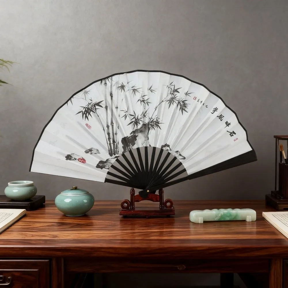 Decoration Collapsible Hand Fan Chinese Style Cloth Ancient-style Folding Fan Home Ornaments Flower Dancing Hand Fan