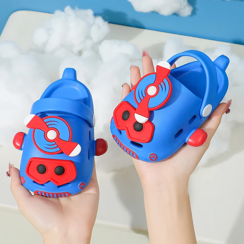 Summer Kids Sandals Cartoon Plane Outdoor Children's Shoes Slippers Soft Sole Anti-slip Indoor Home Baby Shoes for Girls Boys