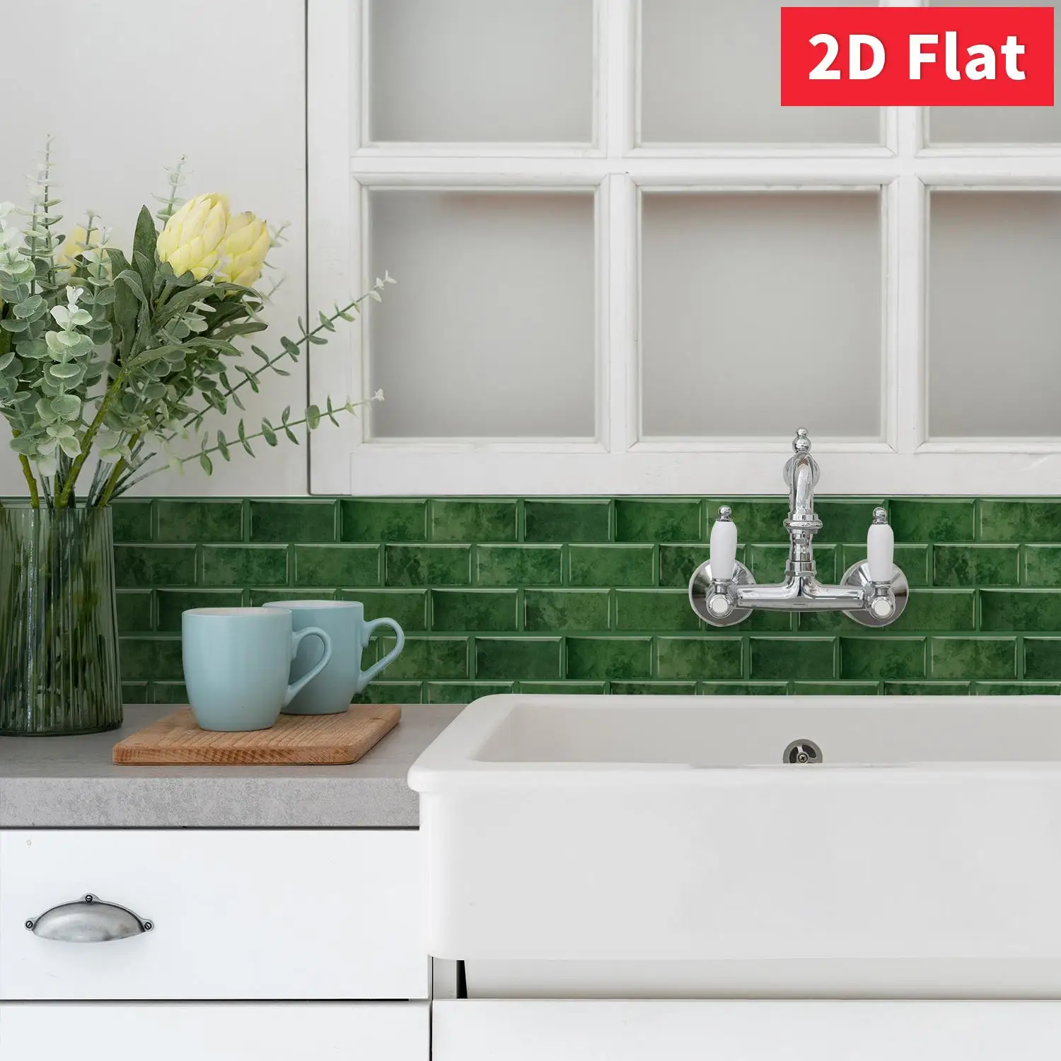 Dark Emerald Green Subway Tile Sticker 30×15cm, Self‑Adhesive Waterproof Wall Decor for Kitchen Backsplash