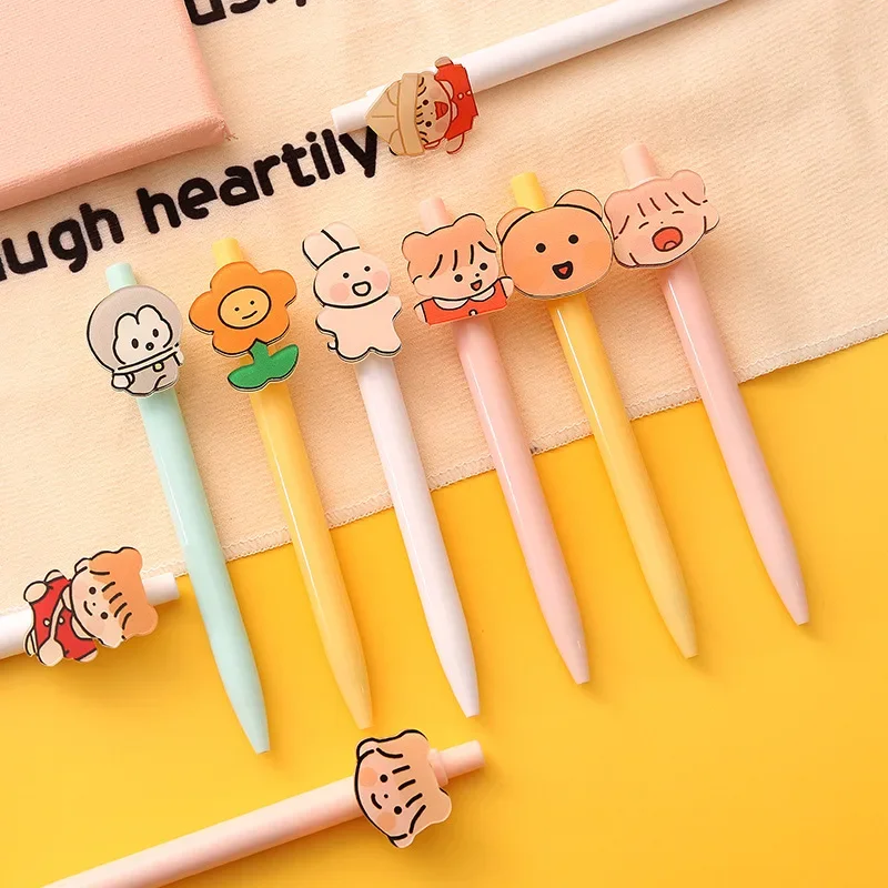 36pcs  Korean ins net red same girl heart cartoon push-button neutral pen cute creative black signature pen stationery B