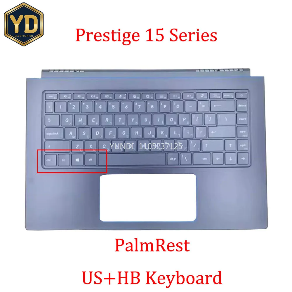 YD Black-Gray Laptop PalmRest&US+HB Keyboard For MSI P15 Prestige 15 A10 A10SC With Small Ctrl No Touchpad New