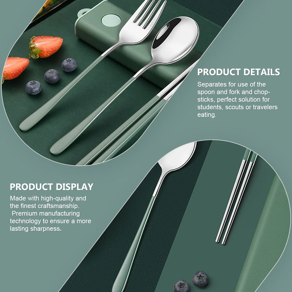 

Stainless Steel Portable Cutlery Set Travel Utensils Chopsticks Spoon Fork for Camping Hiking Outdoor Activities Compact