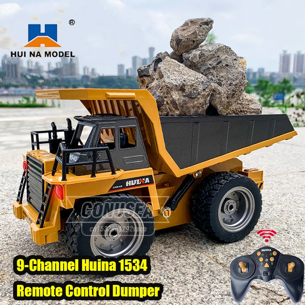 Huina 1534 Rc Truck Tractor 1/18 9Ch 2.4G Remote Control Dump Trucks Electric Engineering Loading Car Model Toys for Kids Gifts