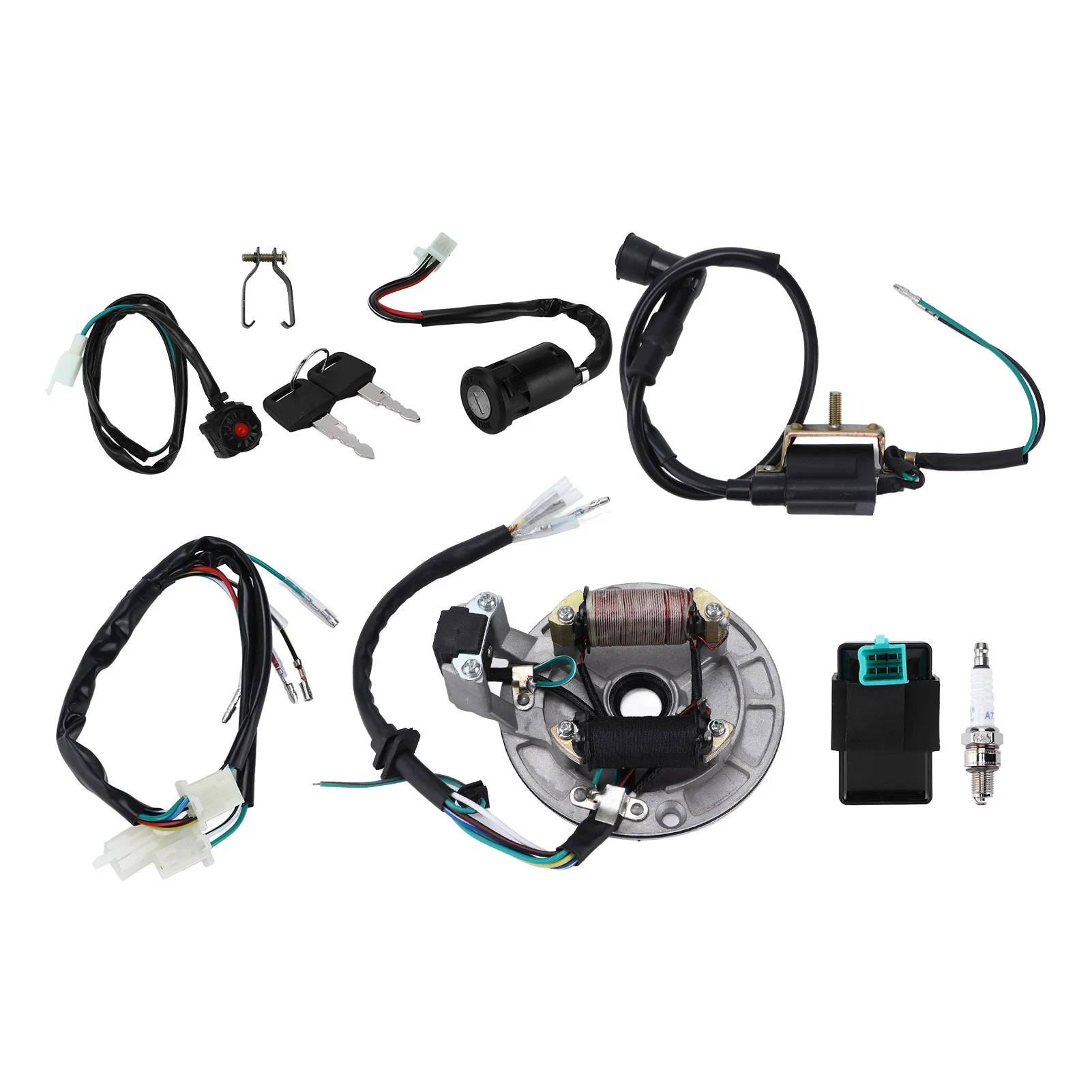 

Ignition Coil CDI Spark Plug Wire Harness Magneto Stator Kit for 50cc ‑140cc Kick Start Dirt Pit Bike ATV