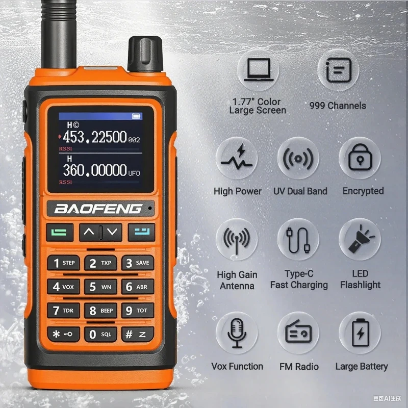Baofeng UV-17M Handheld-Zwei-Wege-Radio-Langstreckenantenne 999CH Typ-C-Luftband-kompatibel
