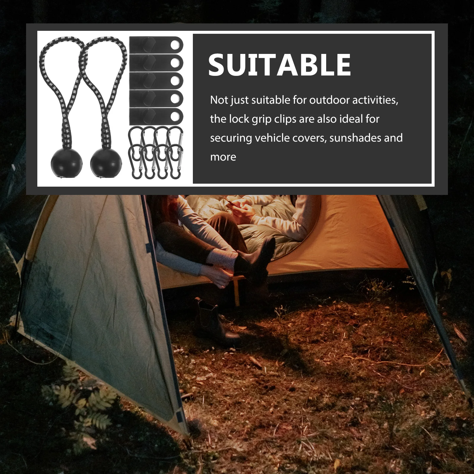 

Outdoor Tent Clips Heavy Duty Tarp Clamps Adjustable Spiral Nylon Wind Rope Fasteners Camping Hiking Reusable Awning Clips
