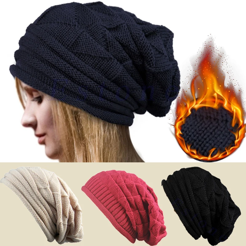 Unisex Winter Oversized Beanies Women Men Knitted Baggy Oversized Winter Hat Unisex Outdoor Slouchy Warm Thicken Cap Skullies