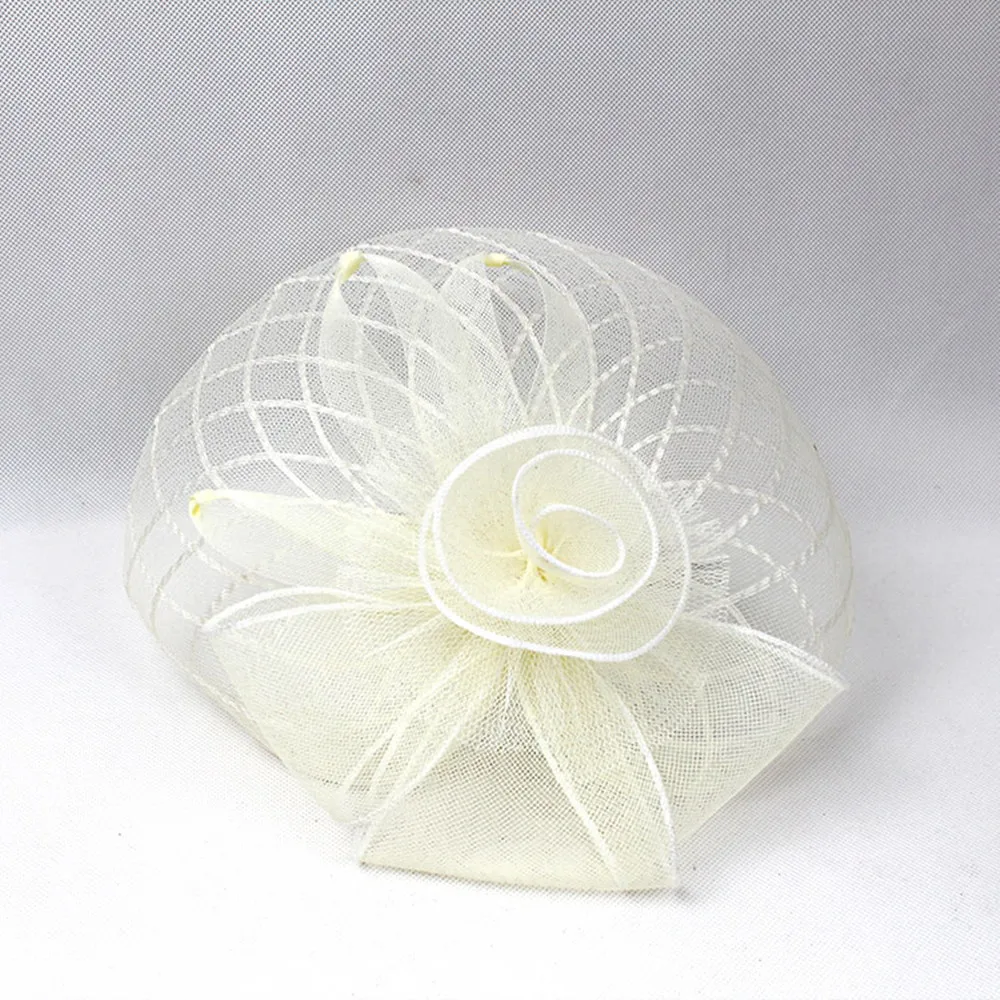 Women Bridal Fascinator Hat with Grenadine Organza Flower Headband Ladies Kentucky Derby Cocktail Tea Party Headwear