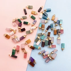 2 Pack Natural Stone Pendant Charm for Jewelry Making DIY Earring Bracelet Accessory Unique Design Rectangle