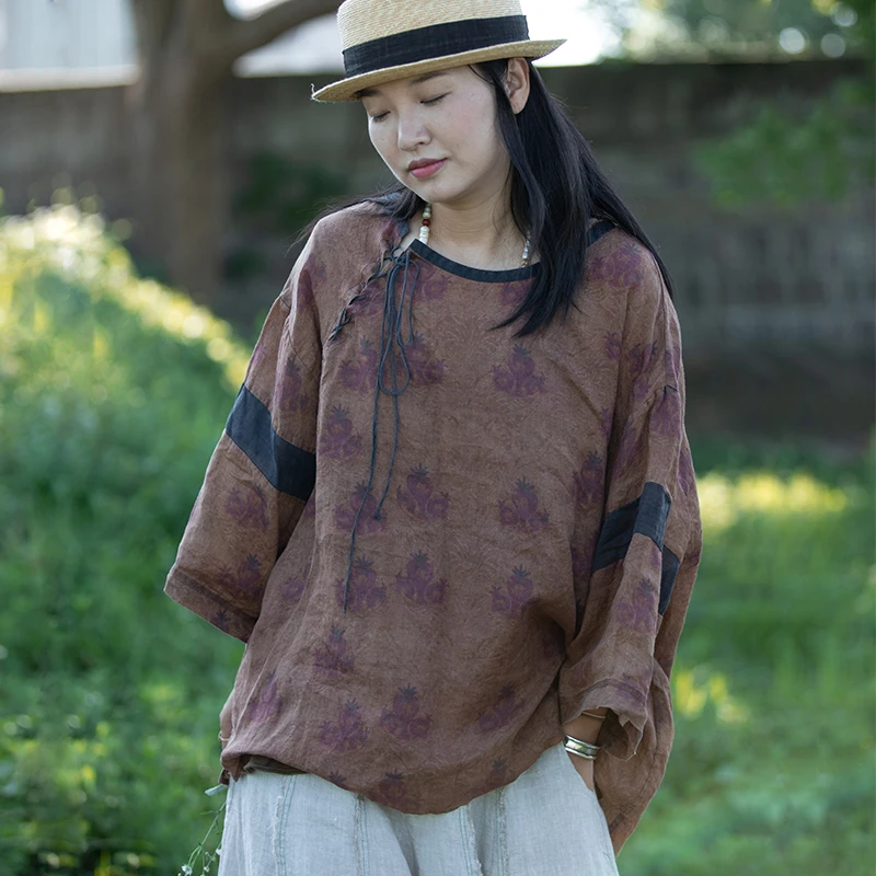 

Оригинальный дизайн, чистый лён, легкий вес, весенний, новый, ретро, художественный, свободный крой, топ с открытыми плечами