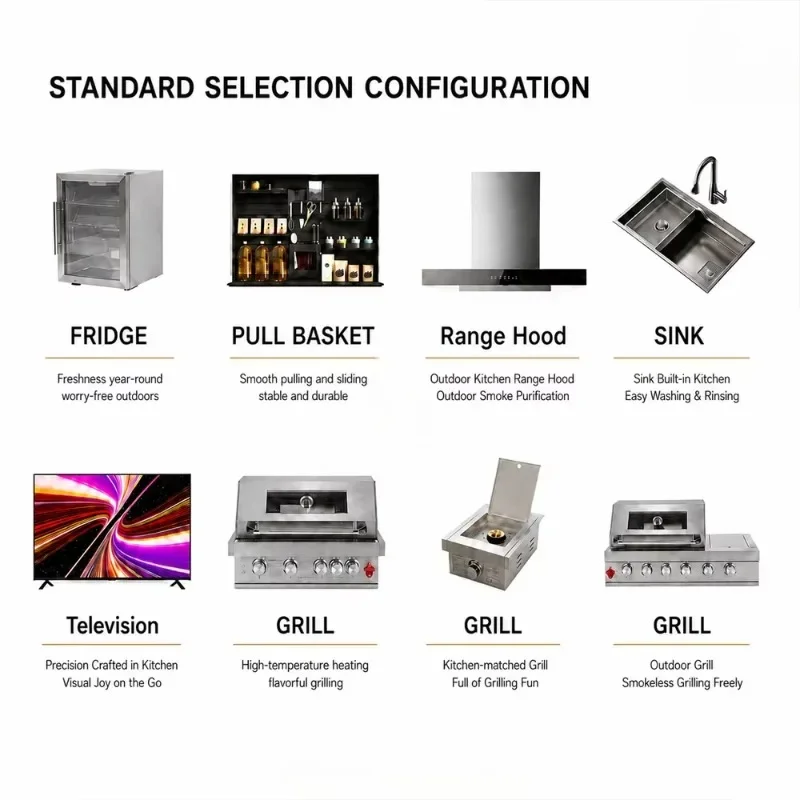 Built In Grill Outdoor Kitchen BBQ Island Pizza Oven Sink Storage Cabinet Patio Cooking Customized