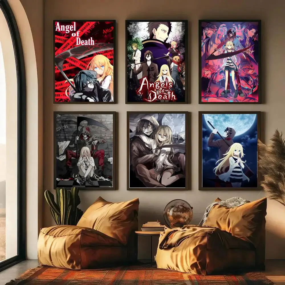A-Angel Of Deaths Cartoon Poster Self-adhesive Art Waterproof Paper Sticker Coffee House Wall Decor