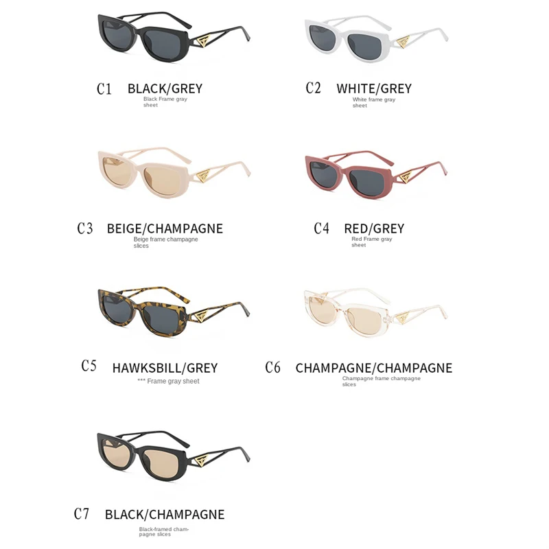 New Small Frame Cat Eye Sunglasses Women Personality Hollow Triangle Sun Glasses Men Trendy Retro Oval Gafas De Sol Mujer UV400