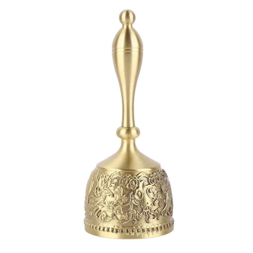 Call Bells Brass Hand Call Bell Carved Antique Dinner Bell Crisp Ring Service Bell For Wedding Party