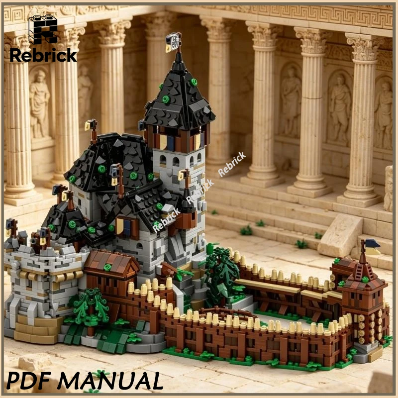 

Миниатюрный средневековый замок MOC: Набор строительных блоков в стиле резиденции Блаустайн, модель исторической крепости