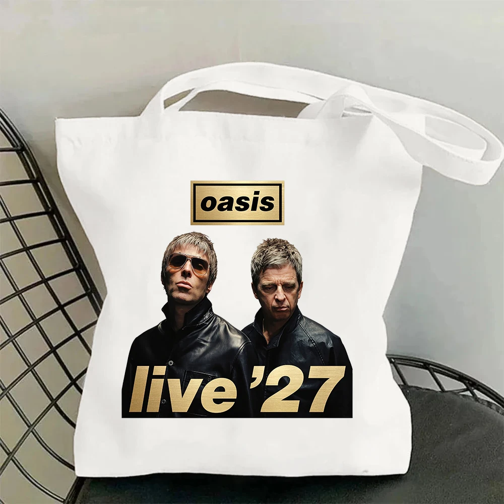 Oasis Live 27 Tour Canvas Bag Shopping Tote Bag Casual Shopper Bag for Fans Gift