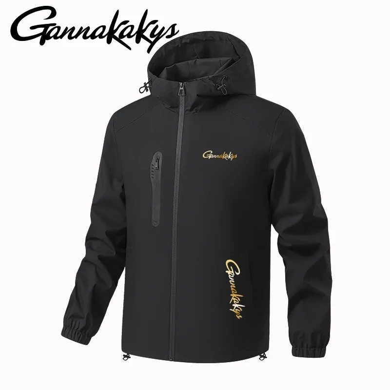 2024 New men's fishing jacket, outdoor windproof fishing hooded jacket, camping and hiking bicycle jacket