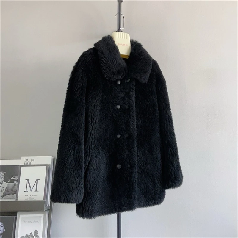 2023 Winter New Women Toca Lamb's Wool  Mid-length Coat Sheep Shearling Young Models Thickened Warm Jacket PT430