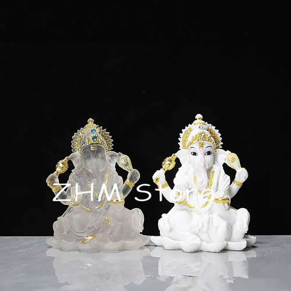 10.5cm White/Transparent White Thailand Elephant God/Genesha's Wealth Home/Office Putting Decorate Figurine Ornaments