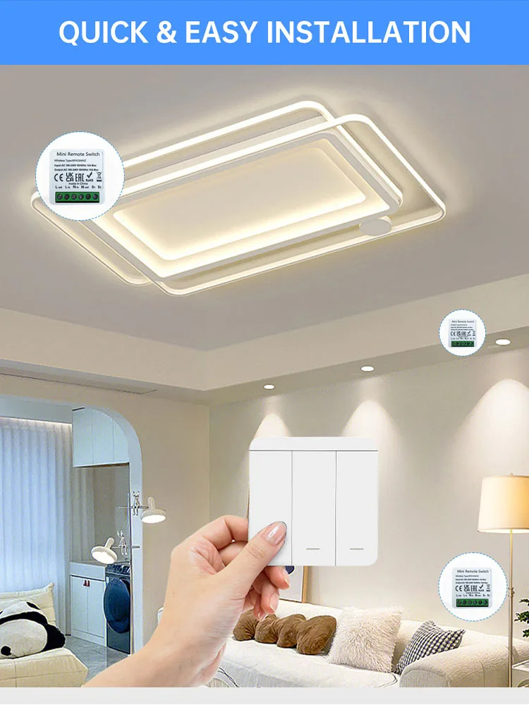 Wireless Smart Switch 433 MHz Relaismodul 16 A 1/2/3 Gang Wandpaneel und Mini-Rundknopf-Wandpaneelschalter für Heim-LED-Lampe