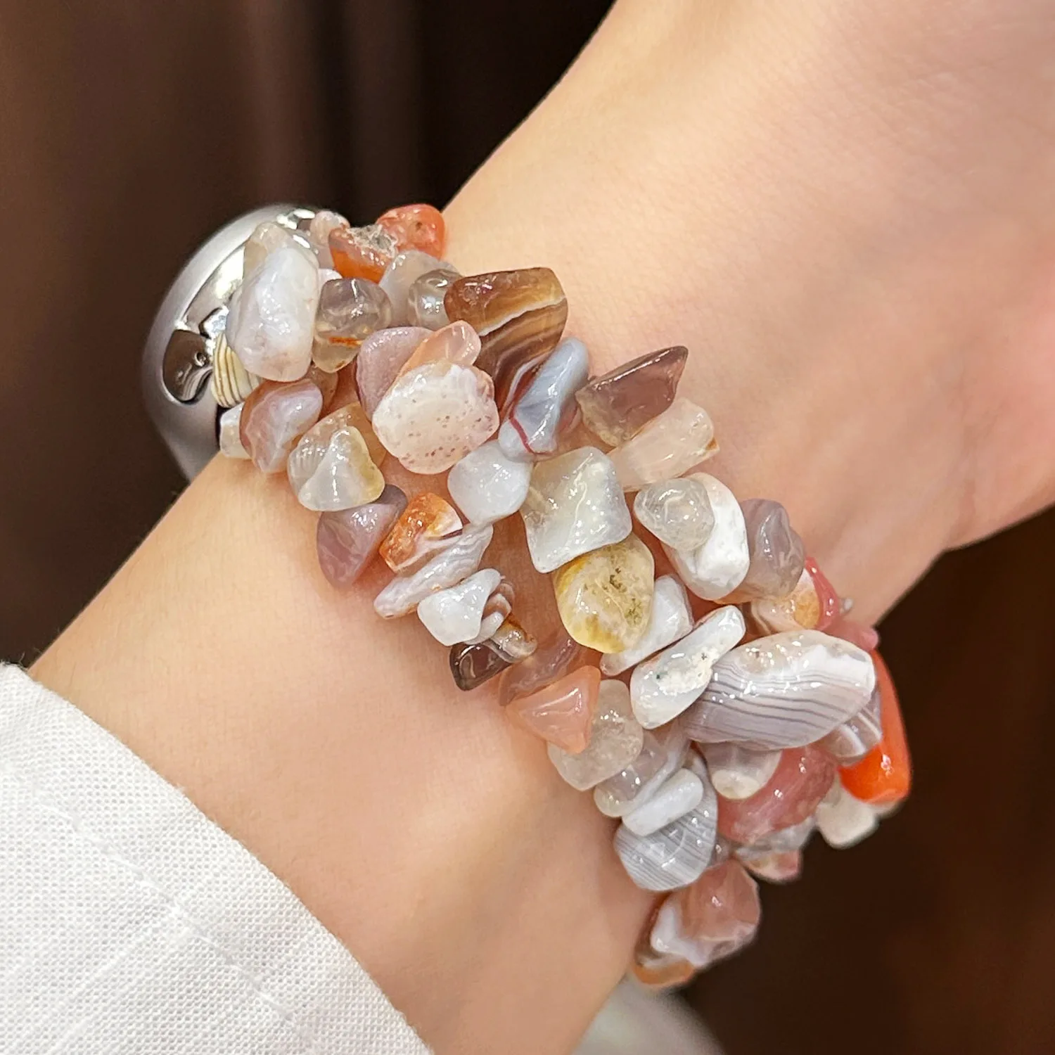 Chip Stone Beaded Elastic Strap for Xiaomi Mi Band 11 10 9 8 Watch Bracelet for Miband Women Jewelry Style Wristband