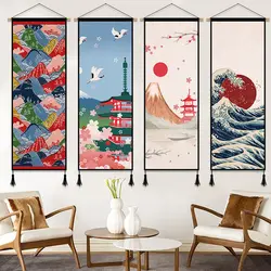 Japanese Ukiyoe Art Hanging Picture Background Wall Decoration Restaurant Study Hanging Fabric Knitted Tapestry