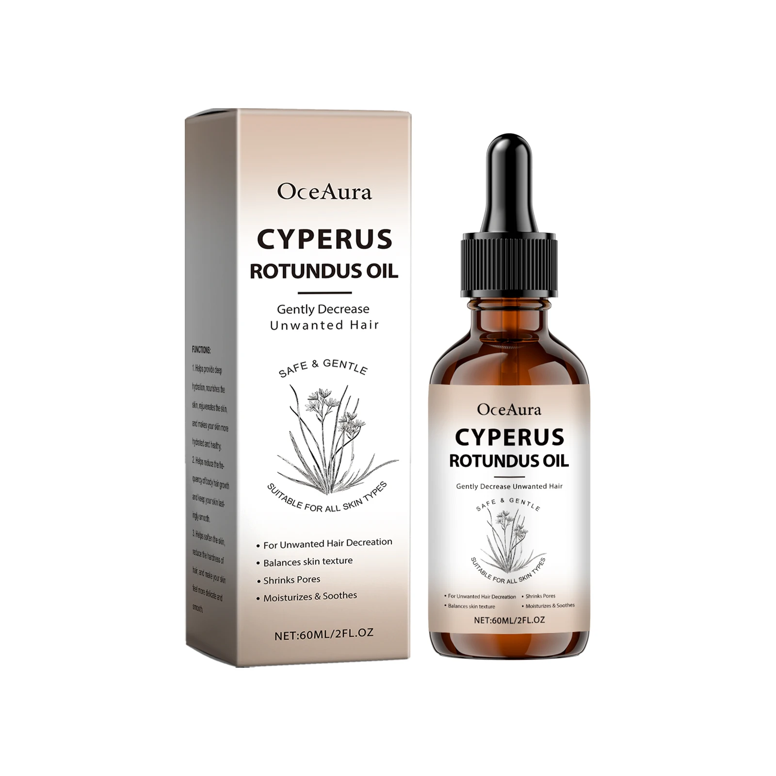 Cyperus Rotundus Oil Gentle Skin Soothing Deep Nourishment Reduce Body Hair Growth Keep Leg Armpit Arm Skin Smooth Tender 60ml