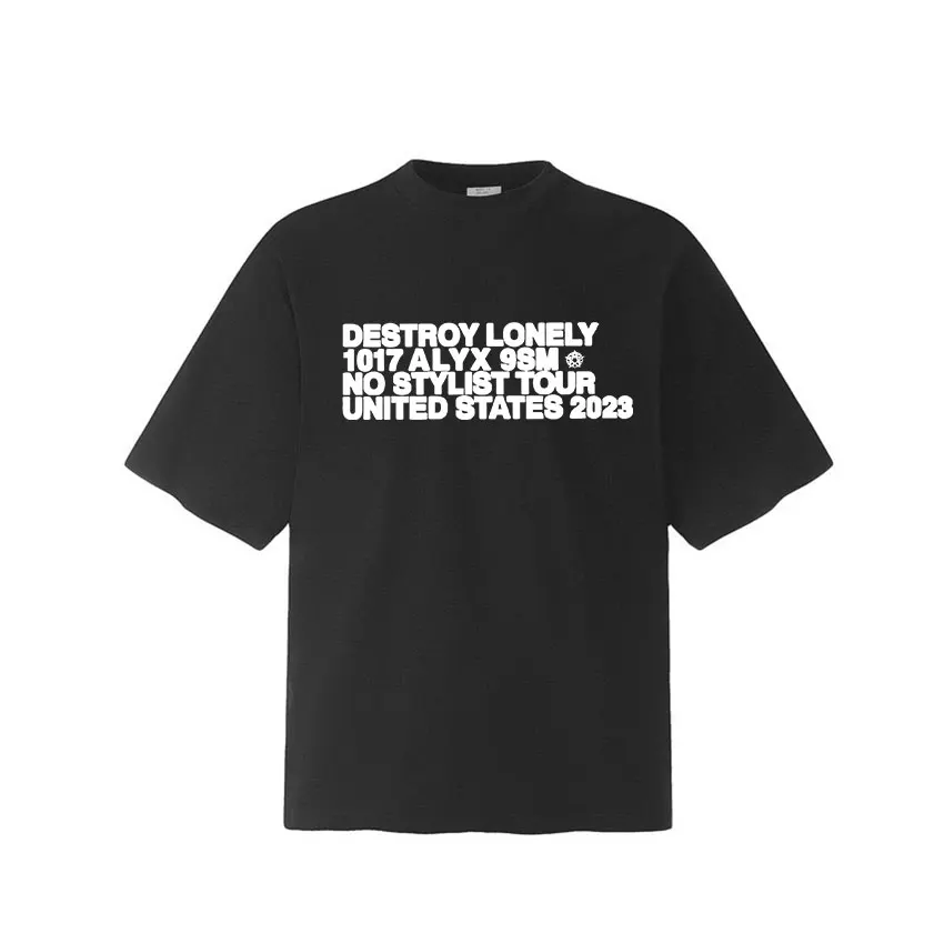 Destroy Lonely Alyx No Stylist Tour Print Letter T Shirt Men Women Casual Oversized Cotton T-shirt Hip Hop Fashion Clothing Tees