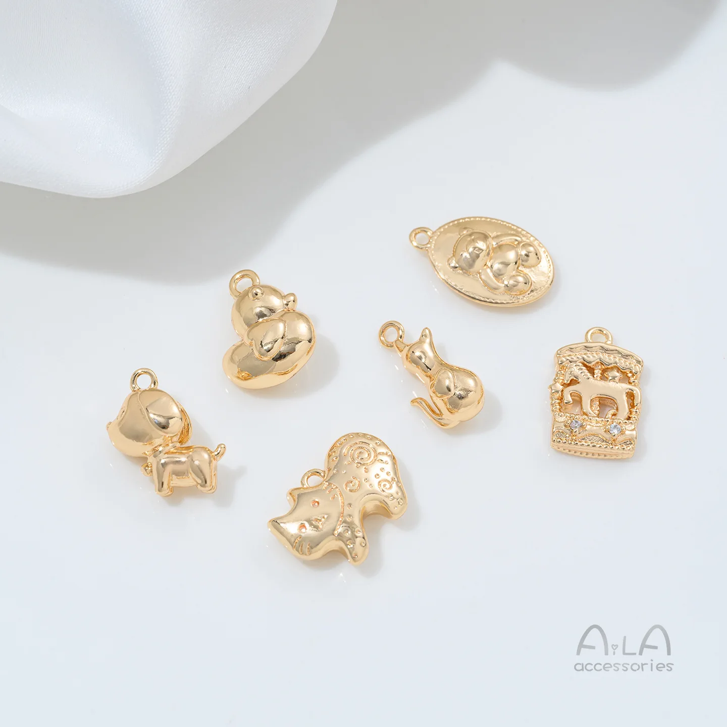 14K Gold Plated Girl Travel Series Aircraft Carousel Fox Mask Pendants DIY Handmade Jewelry Accessories