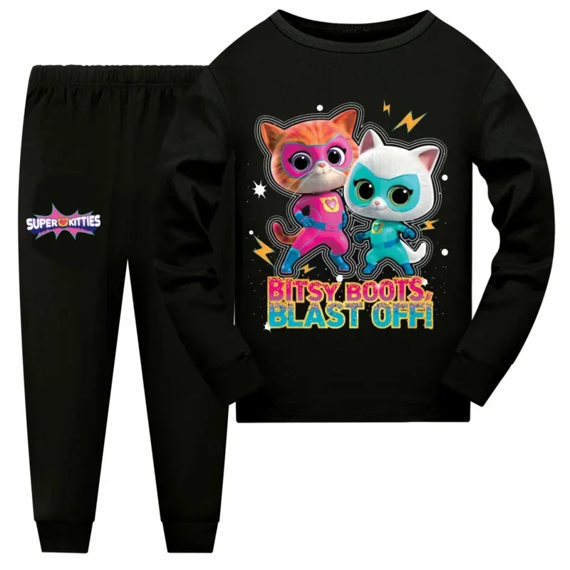 طقم بيجامات للأطفال جديد لعام 2025 طقم بيجامات للفتيات أنيمي سوبر كيتيز ملابس منزلية بأكمام طويلة ملابس نوم للأطفال للأولاد X155