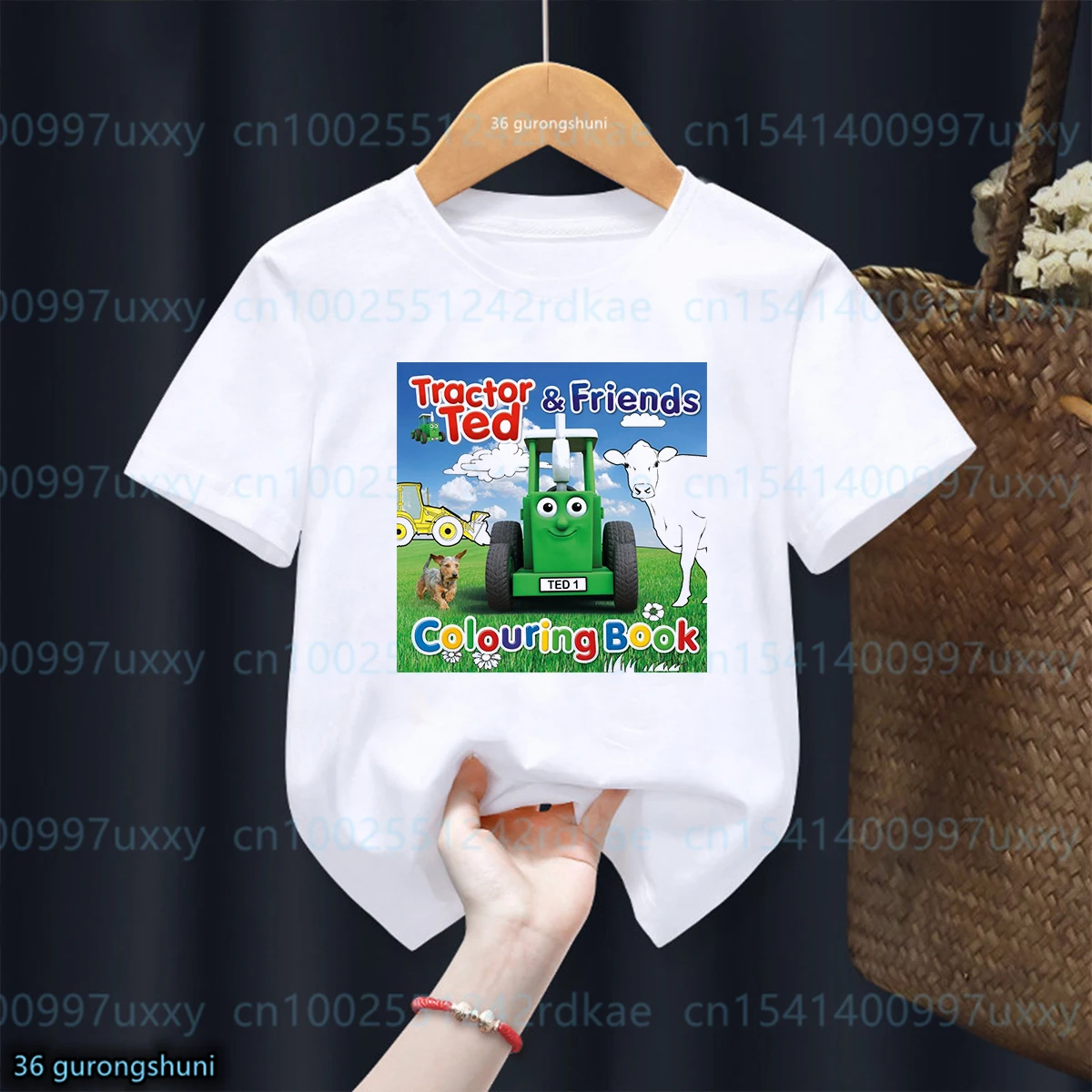 New Summer Style Boy T-Shirt Funny Cartoon Tractor Ted Graphic Print Kids Tshirt Fashion Trend Toddler T Shirt Short Sleeved Top