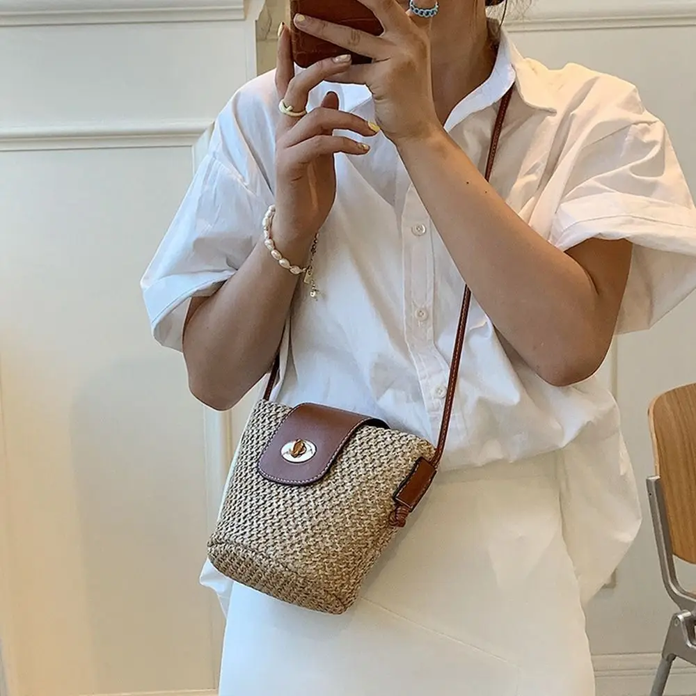 

Trendy Handmade Straw Bag Mini Bohemian Style Weave Shoulder Bag Handbag Lipstick Bag