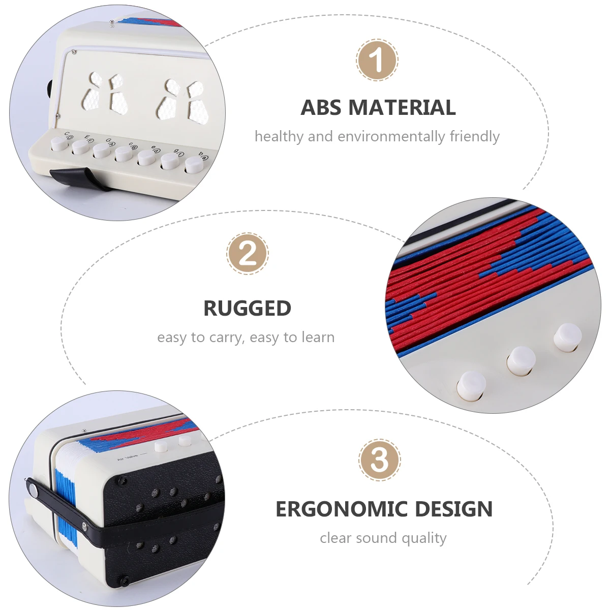 

Children's Accordion Toy Plastic ABS Mini Musical Instruments for Kids Over 3 Years Old Safe Educational Music Toy Gift