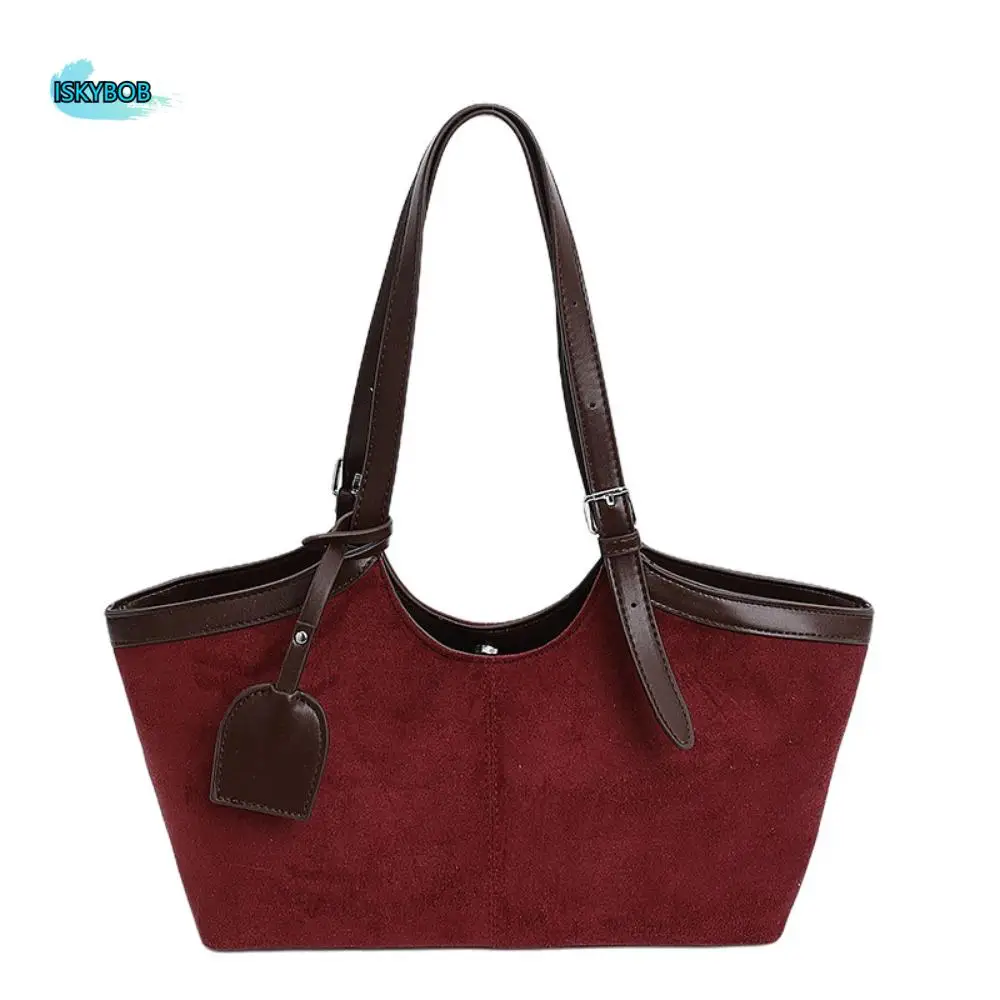 

Cute Korean Style Suede Shoulder Bag Solid Color Tote Bag Matte PU Handbag PU Leather Large Capacity Underarm Packs Outdoor