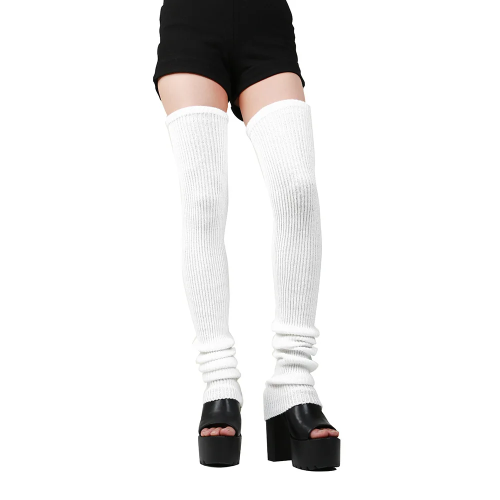 JK Women Winter Warm Knee-high Socks Lengthened Leggings Knitted Leg Warmers Lolita  Over The Knee Home Winter Long Socks