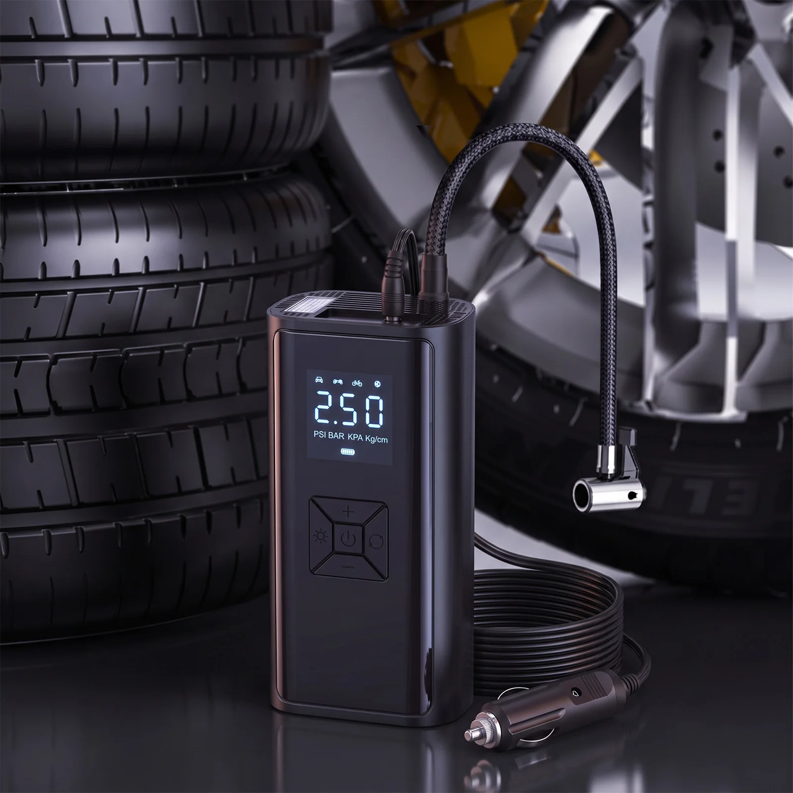 150PSI Electric Tire Pump with LED Light Portable Car Inflator Pump Car Tire Inflator for Automobile Bicycle Ball