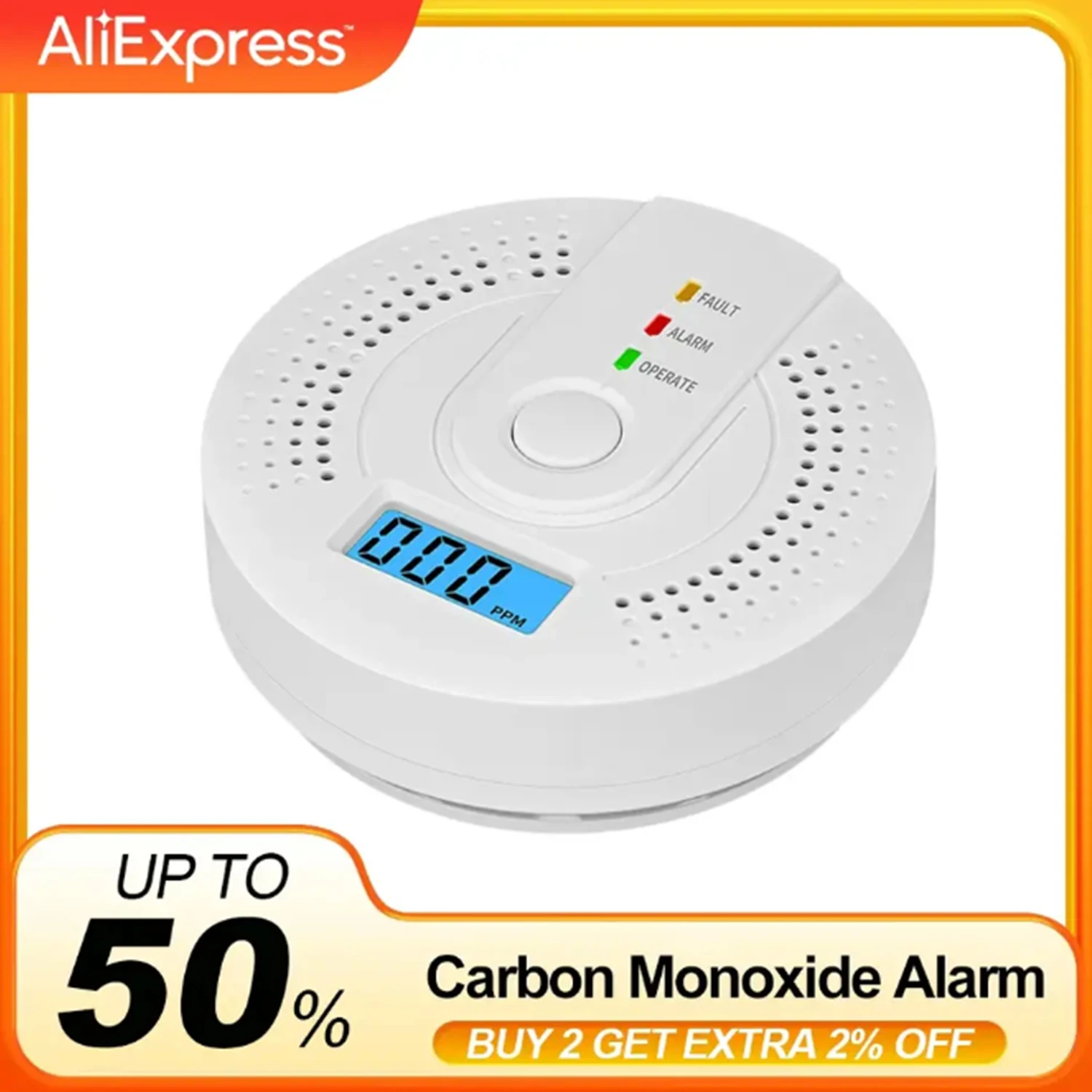 Independent CO Alarm Sensor Carbon Monoxide Alarm Detector High Sensitive Warning LCD Display CO Alarm