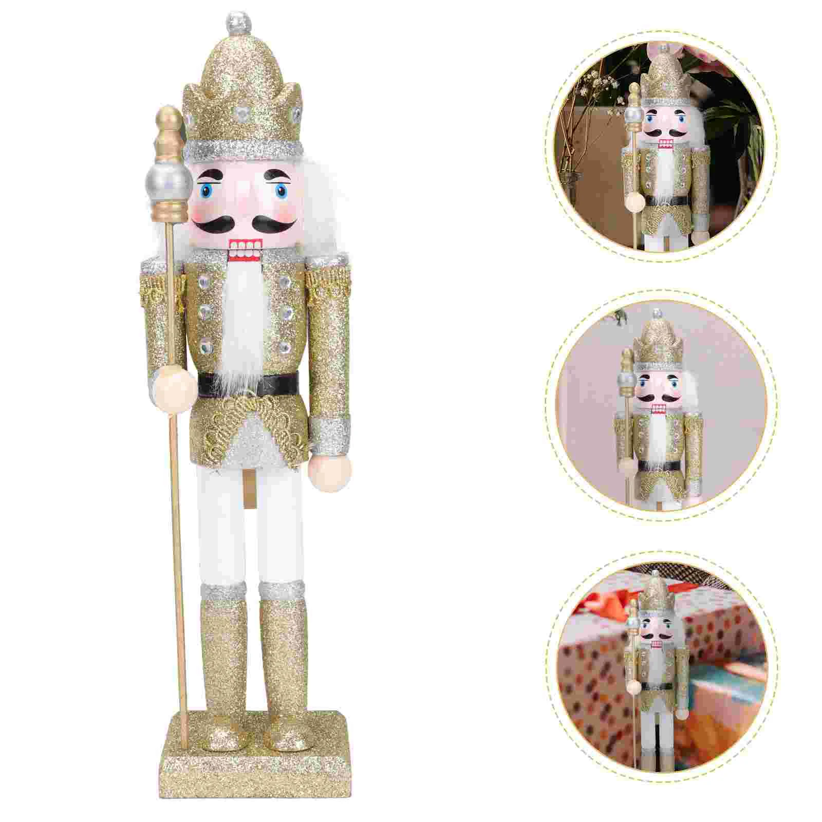 Nutcracker Christmas Decoration Ornaments 2022 Liquidation Liquidations Items Crackers with Crutch Soldier Figure Walnut