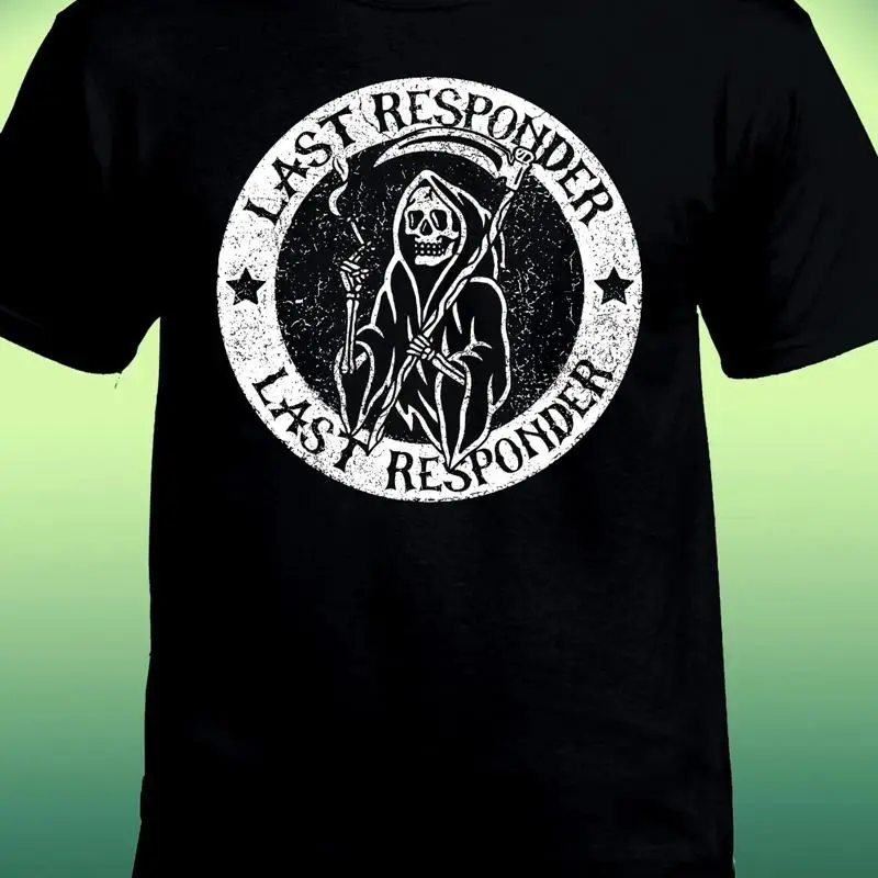 Last Responder Grim Reaper Stars Skulls Graphic T-Shirt