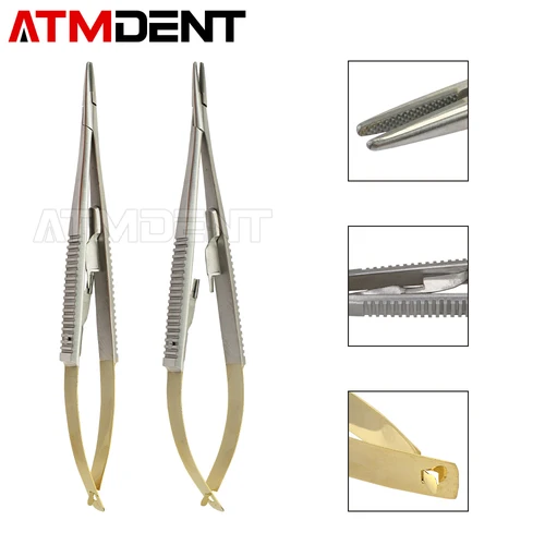 Imagen 2 del producto TC cabeza curva/recta quirúrgica implante de ortodoncia Dental Castroviejo porta agujas 14cm 16cm instrumento de laboratorio Dental