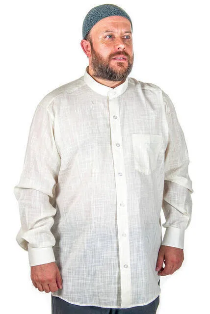 

IQRAH Crew Neck Linen Light Cream Shirt