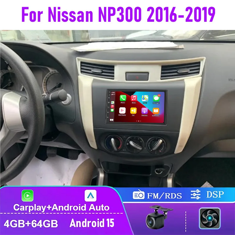 

7" 4+64GB For Nissan NP300 2016-2019 Car Radio Carplay Stereo Steering Wheel Control Google Map 2DIN GPS Rear Camera