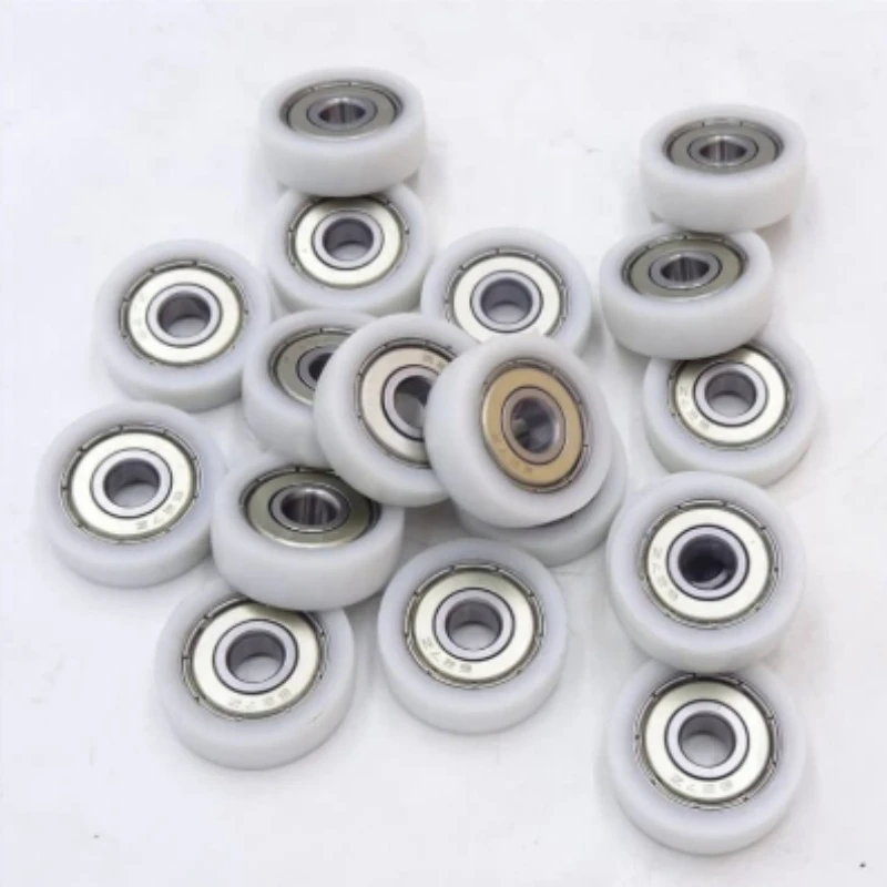10pcs 5x24x7mm Nylon Pulley Wheels | U-Groove Track Roller Bearings | Round Groove Guide Wheels