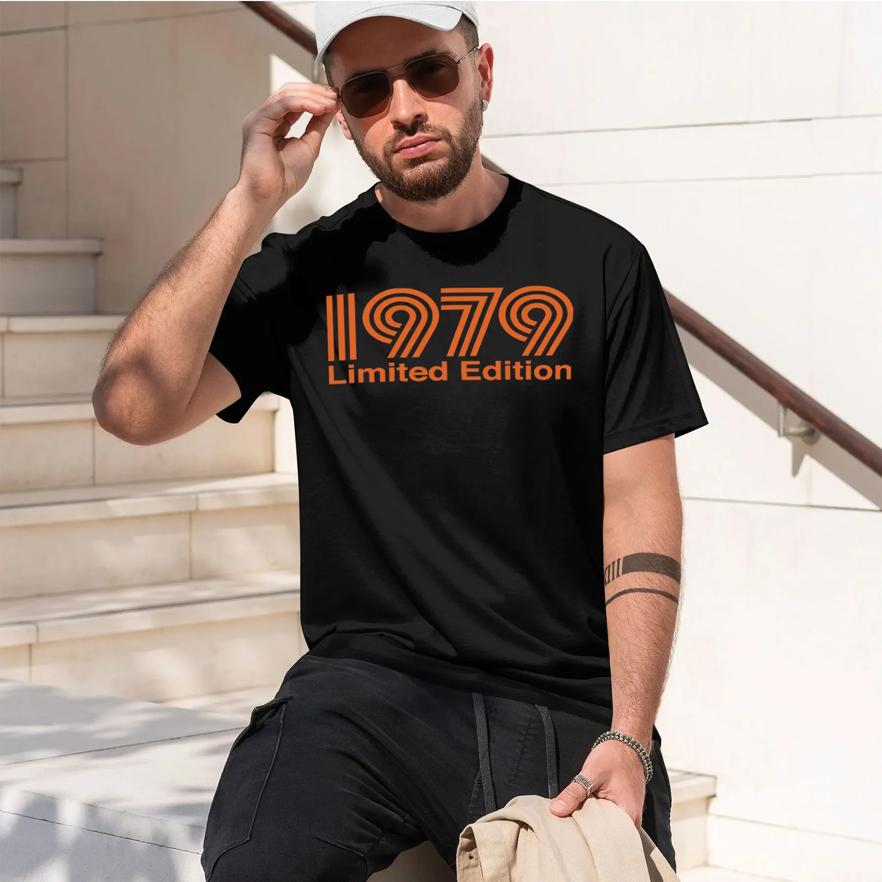 T-shirt à col rond imprimé rétro tendance 1979Edition 2026, poids lourd, vente chaude, pour un confort quotidien
