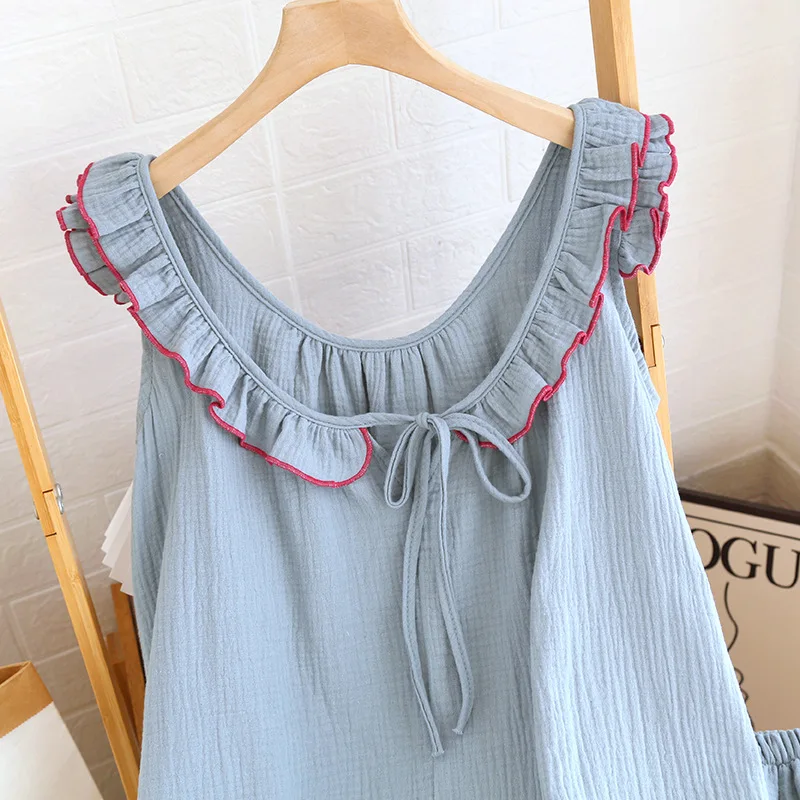 Lounge Set Cotton Pajamas Underwear For Women Summer New Sleeveless Sleepwear For Sleeping Pyjama Pour Femme Night Wear