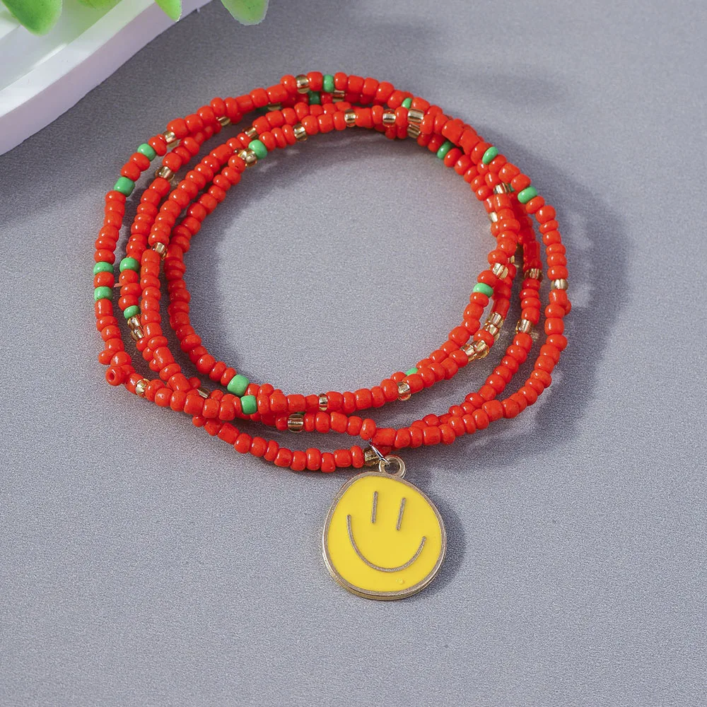 Aihua Bohemia Niedliches Lächeln-Gesichtsarmband für Frauen, buntes mehrschichtiges Perlen-BFF-Armband für beste Freunde, Kinder, Geburtstagsgeschenke – Detail 5